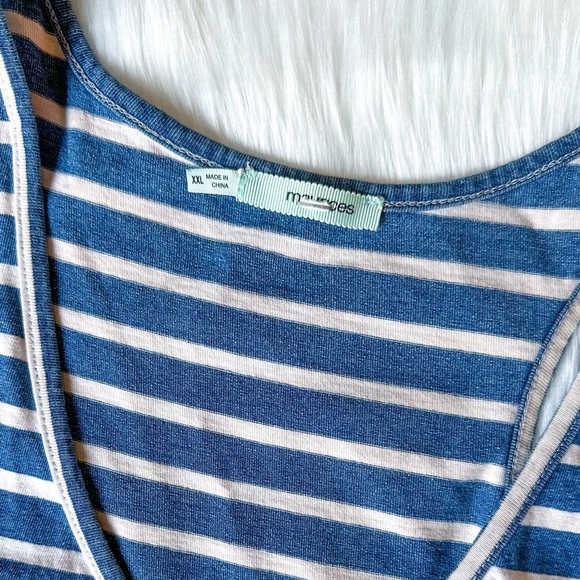 Maurices Denim Chambray Blue Stripe Romper XXL - Picture 3 of 3